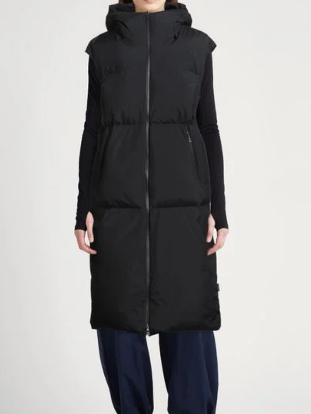 Herno Sleeveless Laminer Long Puffer Vest with Hood - Black NWT